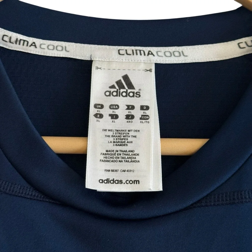 Adidas ClimaCool Short Sleeve‎ Blue White Stripes Athletic Gym Shirt XL #419